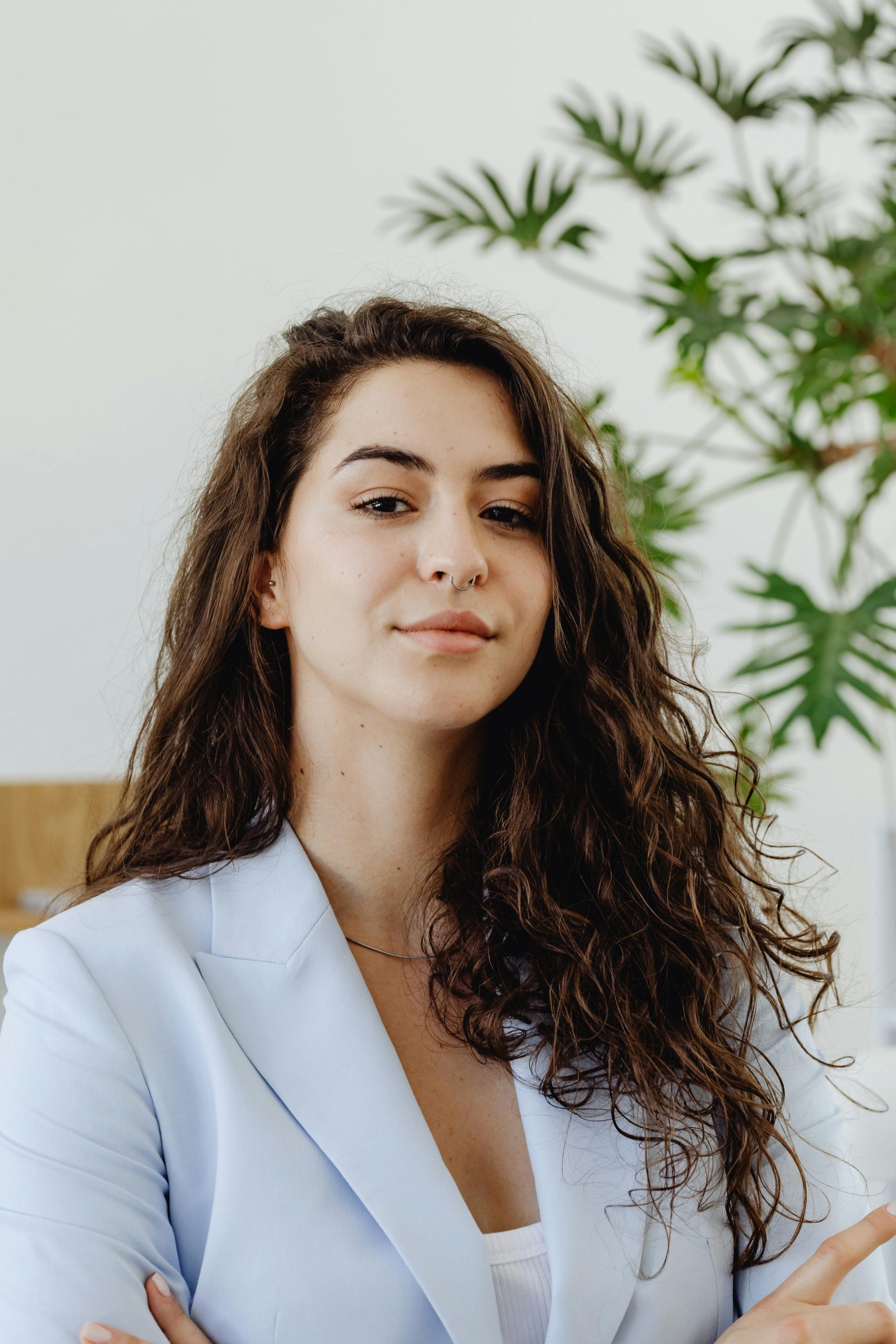Woman Wearing a Blazer Posing
